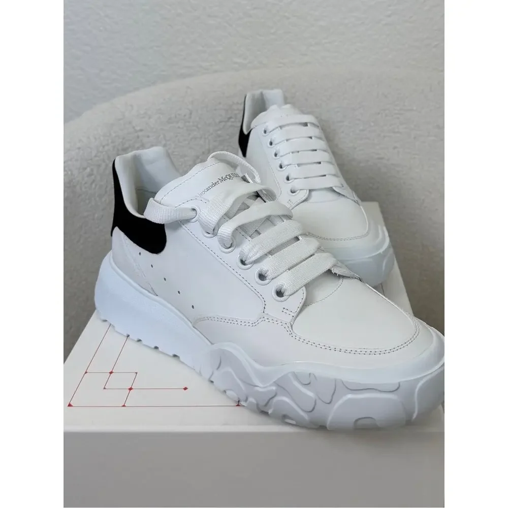 Alexander McQueen Women's White Leather Chunky Sneakers Black Size 39